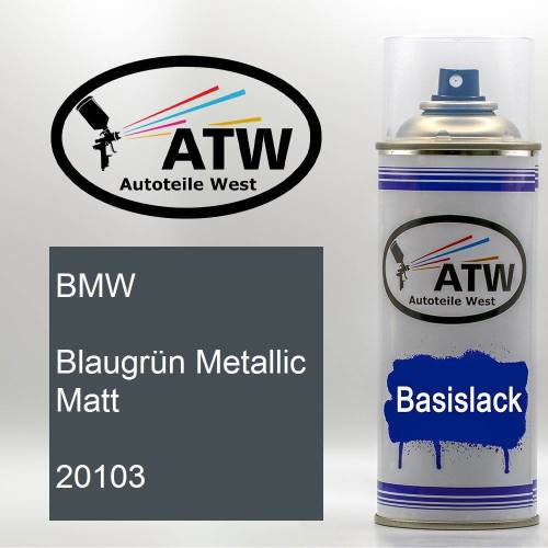 BMW, Blaugrün Metallic Matt, 20103: 400ml Sprühdose, von ATW Autoteile West.